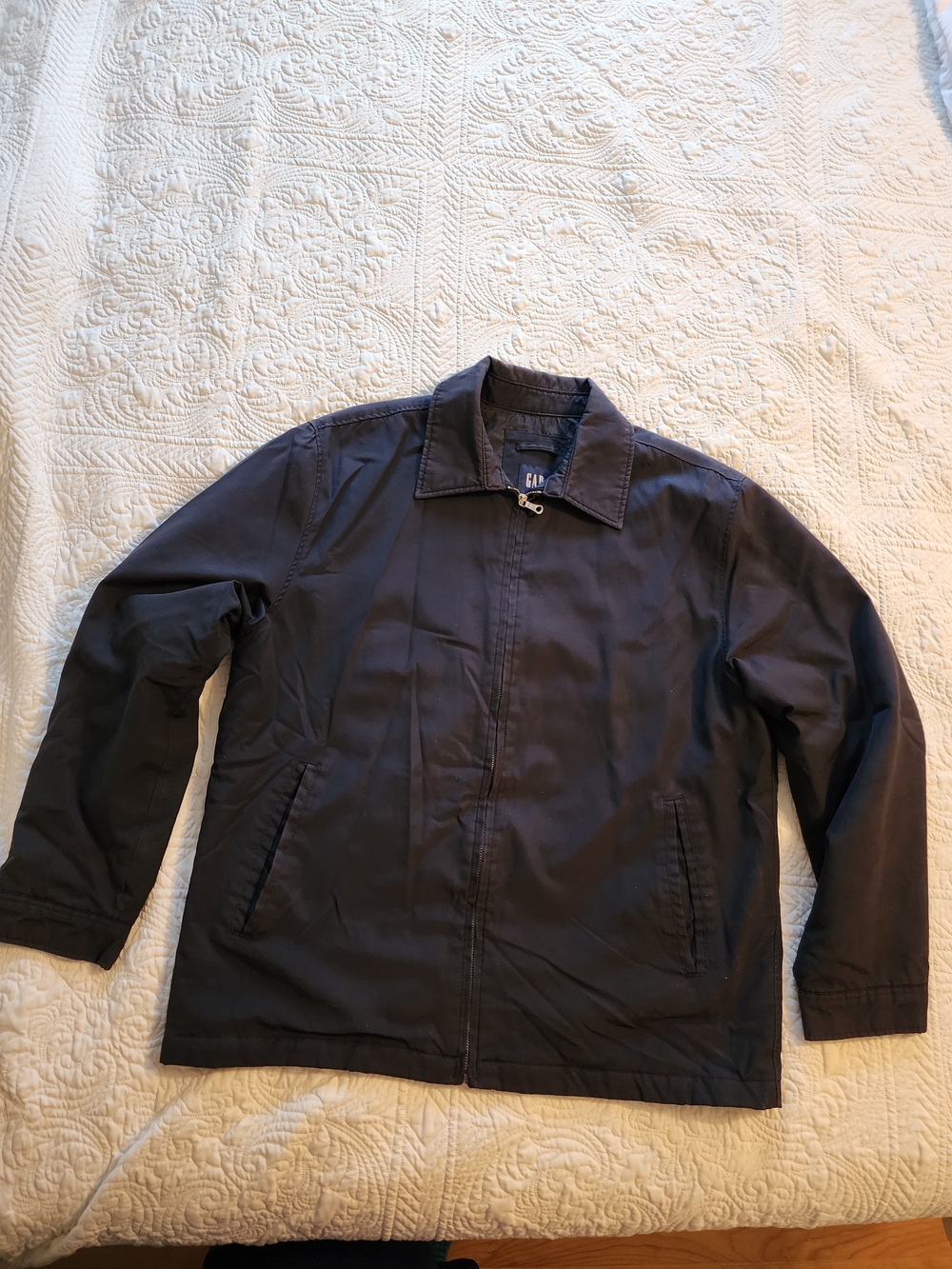 Black Harrington Jacket By GAP Size Men Large Spring Fall Warm Collar Car Coat